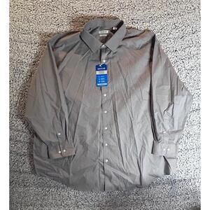 Haggar Premium Comfort Classic Fit Dress Shirt Stretch Sz 20 34/35 Gray NWT